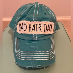 Teal “bad hair day” women’s hat one size fits all